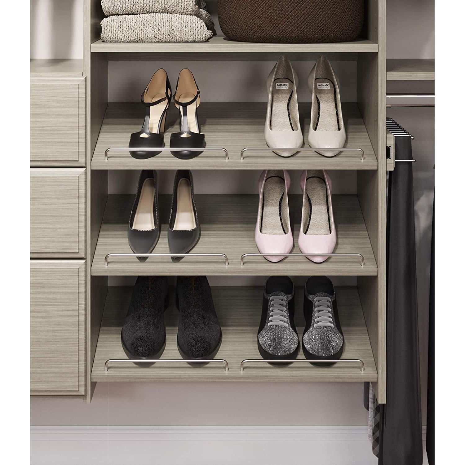 Easy Track Easy Track Shoe Shelves Closet Storage, 24"-3 Pack, Weathered Grey