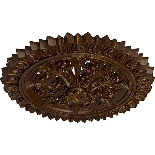 Ekena Millwork Ekena Millwork CM24LARBC Lariah Ceiling Medallion, 24 3/4\"OD 1 3/8\"ID x 3 1/4\"P, Hand-Painted Root Beer Crackle