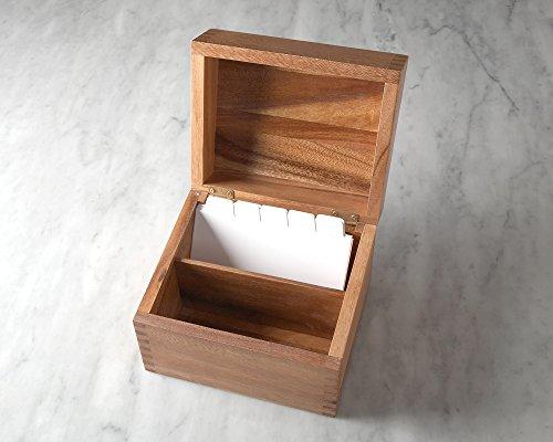 Ironwood Gourmet Ironwood Gourmet Acacia Wood Recipe Box with Divider Tabs, 2 Compartment, Single