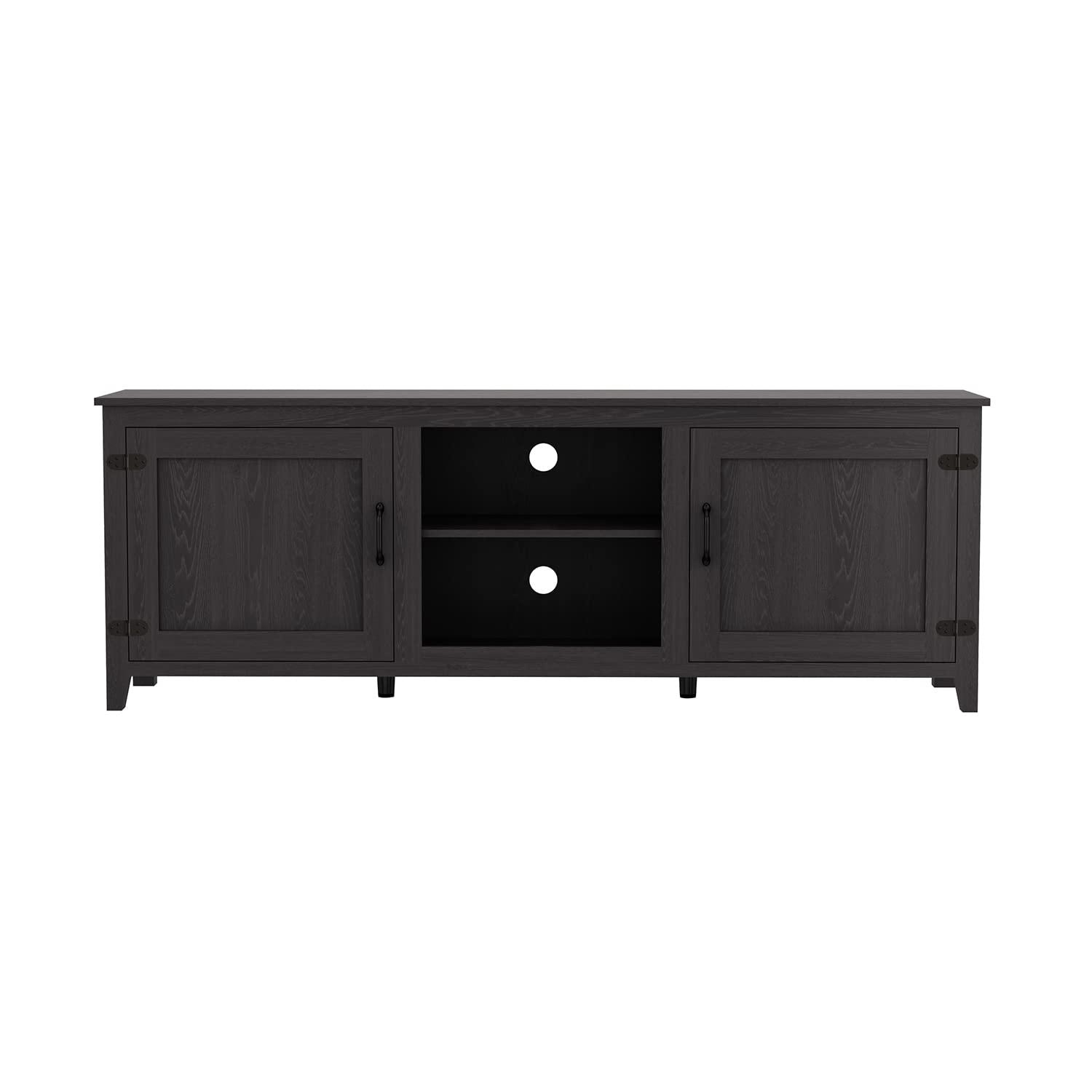 Generic TV Stand Storage Media Console Entertainment Center,Tradition Black,with Doors