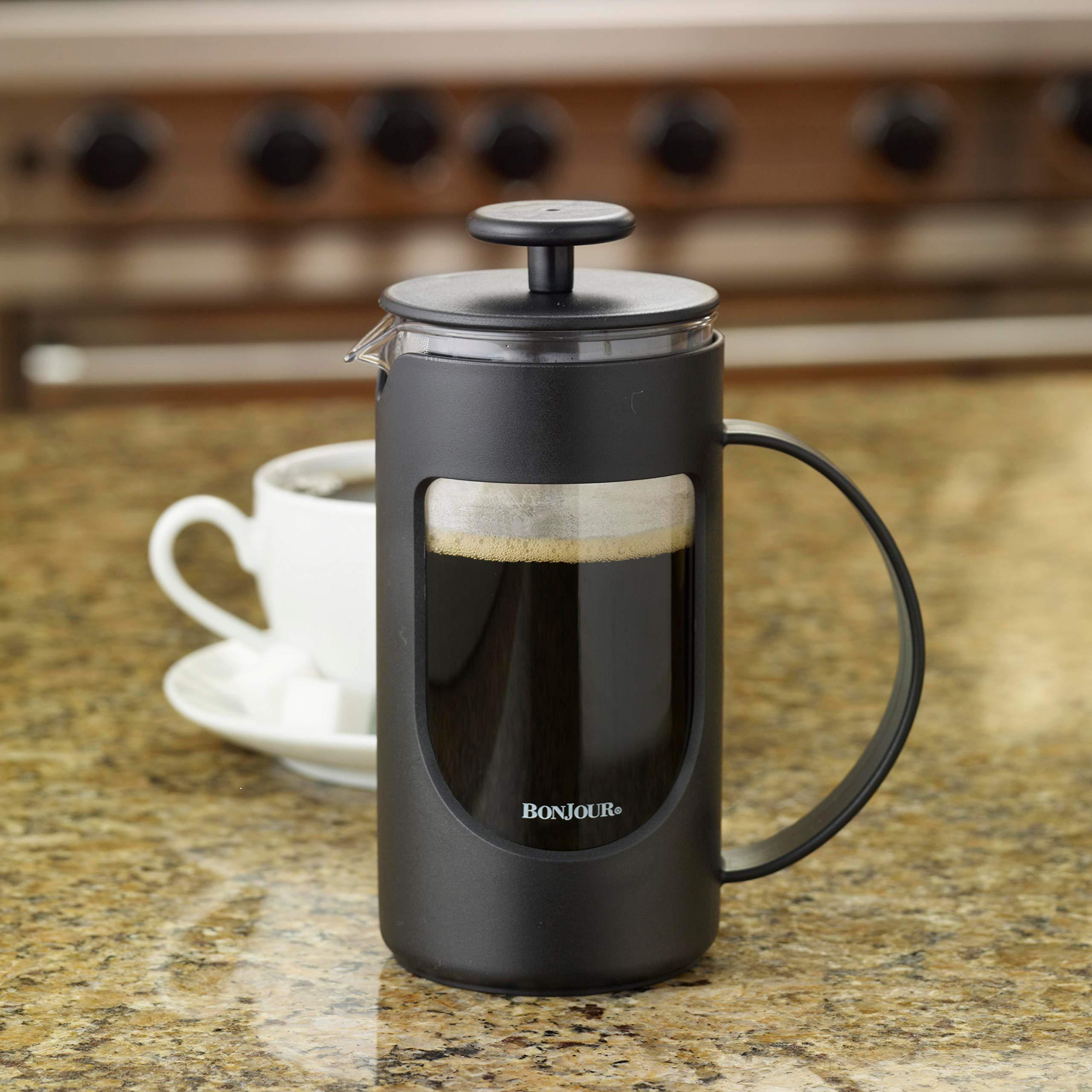 BonJour BonJour Ami-Matin Unbreakable French Press Coffee Maker, for Traveling, Camping, Everyday Use, 3-Cup/12.7 Ounce, Black