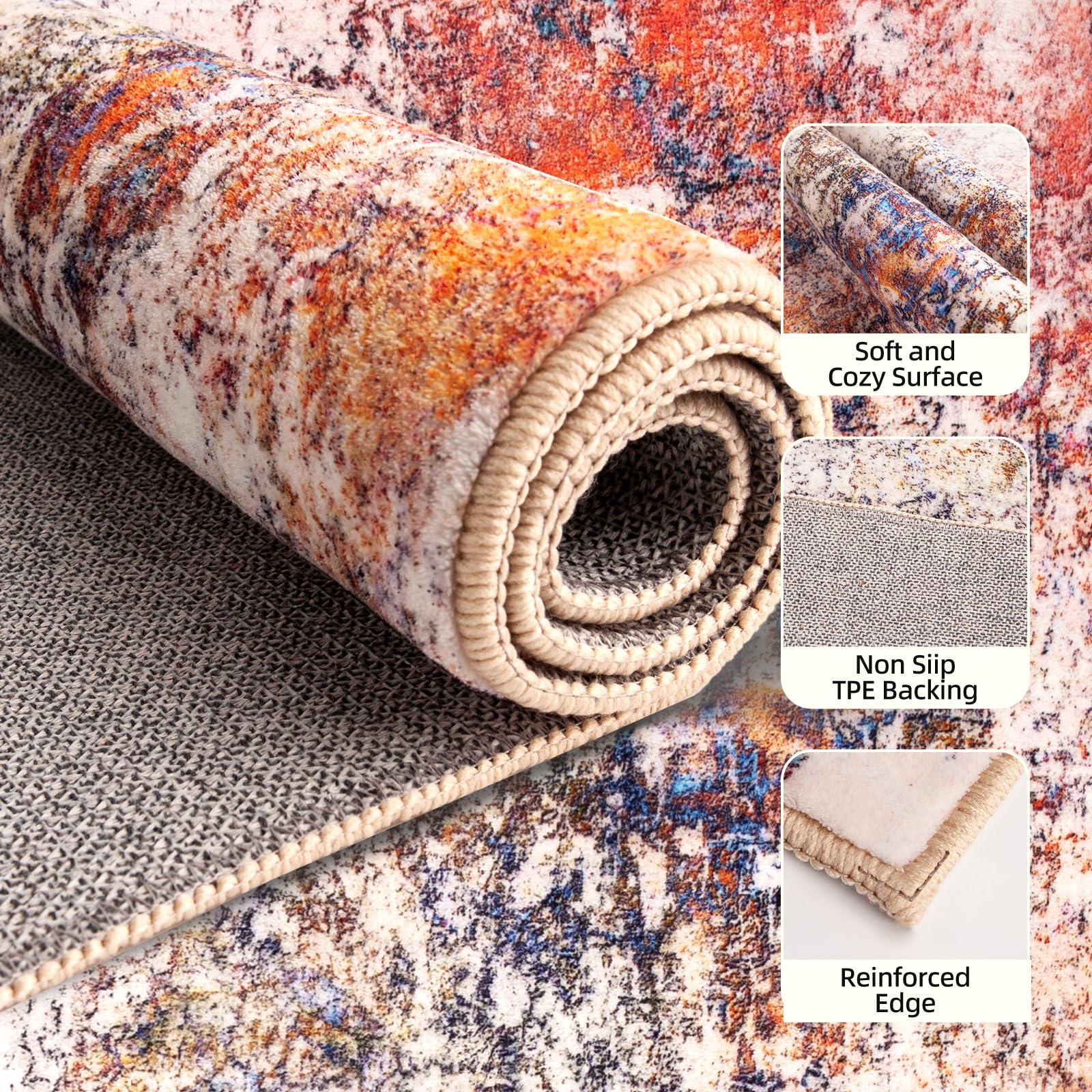 DELISEPT DELISEPT Modern Abstract Runner Rug, 2x8 Washable Hallway Runner Rug Non Skid Soft Kitchen Runner Rugs for Entryway Laundry Room Living