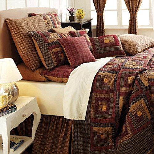 VHC Brands VHC Brands Millsboro Twin Quilt 70Wx90L Log Cabin Country Rustic Lodge Design, Burgundy