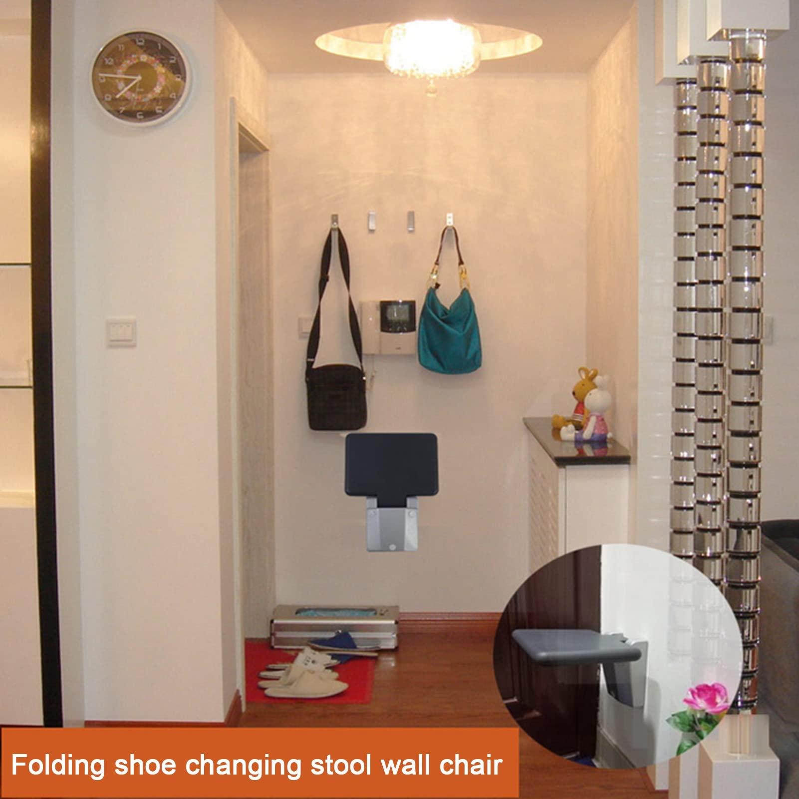 JKGHK Folding Shower Seat,Wall-Mounted Shower Stool,Folding Wall Stool Chair,Handicapped/Elderly Foldable Safety Bathroom Stool,Space-Saving Instead of Shower Stool,Storage Weight 130kg (Color : Round)