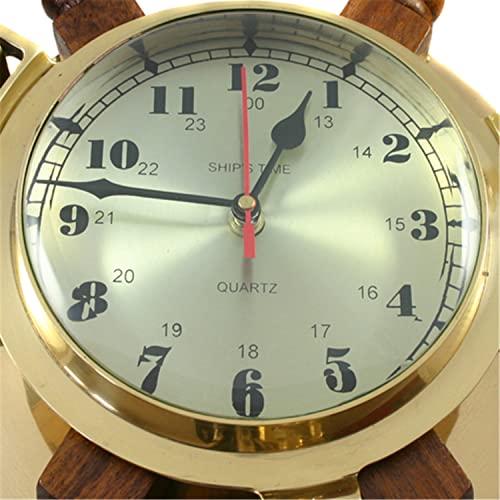 Urban Designs Urban Designs Nautical Captain's Ship Wheel Porthole Wall Mounted Clock, 26"