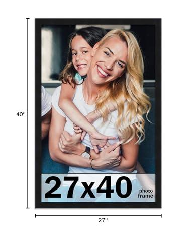 CountryArtHouse CountryArtHouse 27x40 Frame Black Modern Movie Poster Frame includes UV Acrylic Shatter Guard Front, Acid Free Foam Backing Board, Hanging Hardware Wood Wall Frames for Family Photos