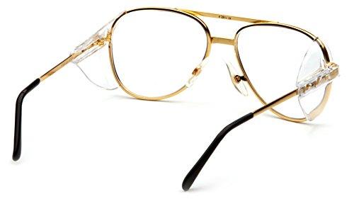 Pyramex Safety Pyramex Pathfinder Aviator Safety Glasses with Gold Frame and Clear Lens