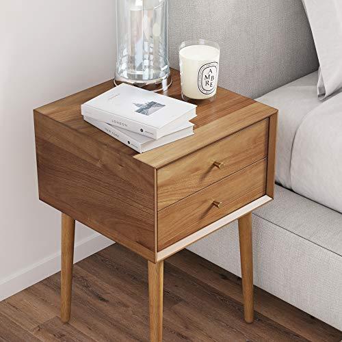 Nathan James Nathan James 32704 Harper Mid-Century Oak Wood Nightstand with 2-Drawers, Small Side End Table with Storage, Brown