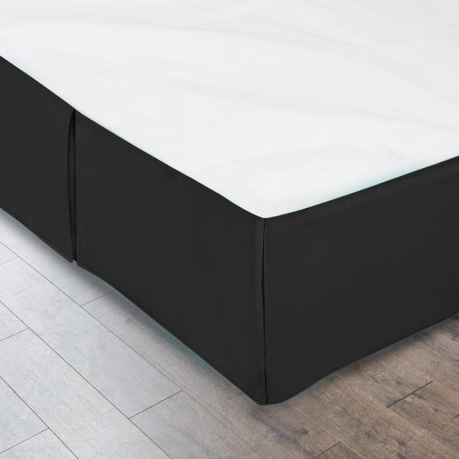 Urbanzo Urbanzo Pleated Bed Skirt Queen Size with 18 Inches Drop - 60 x 80 Inches Egyptian Cotton 1000 Thread Count Bed Spring Cover Bed Skirt Easy Fit Winkle & Fade Resistant - Black