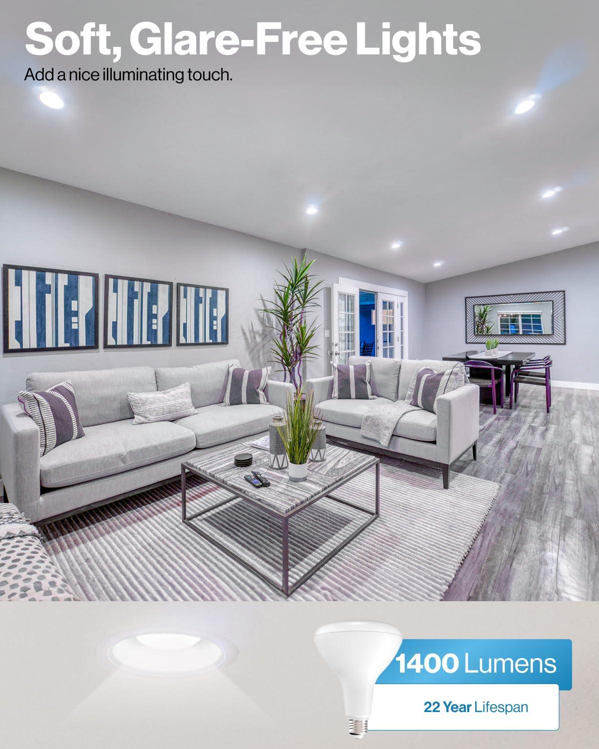 Sunco Lighting Sunco 10 Pack BR40 LED Light Bulbs, Indoor Flood Lights, Dimmable, 1400 Lumens, 100W Equivalent 17W, 3000K Warm White, Indoor Residential Home Recessed Can Lights, E26 Base, CRI94, High Lumens - UL