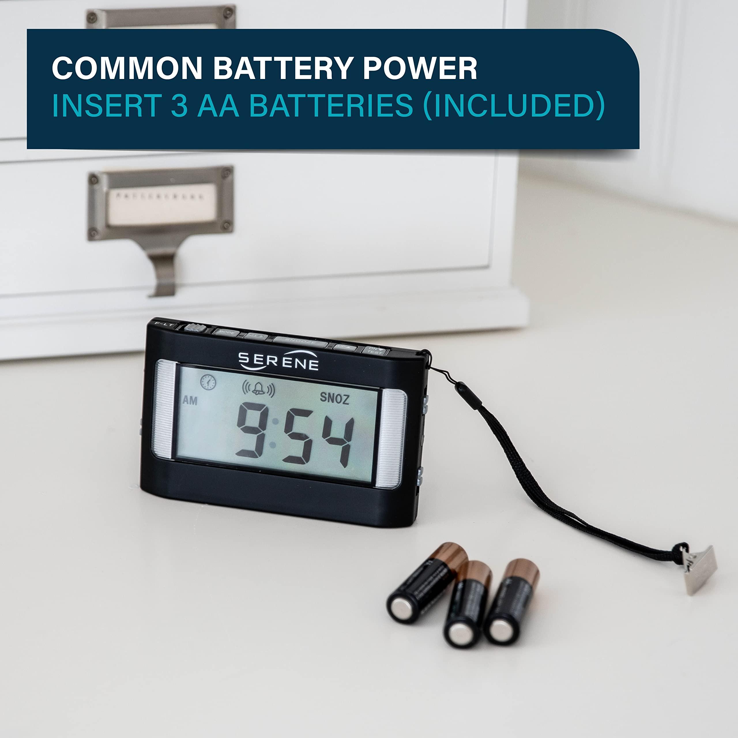 Serene Innovations Serene Innovations Vibrating Alarm Clock for Hearing Impaired Loud Alarm Clock for Heavy Sleepers Adults Multimode Sound, Vibration, & Flash Alarm Clocks for The Deaf Portable Small Clock