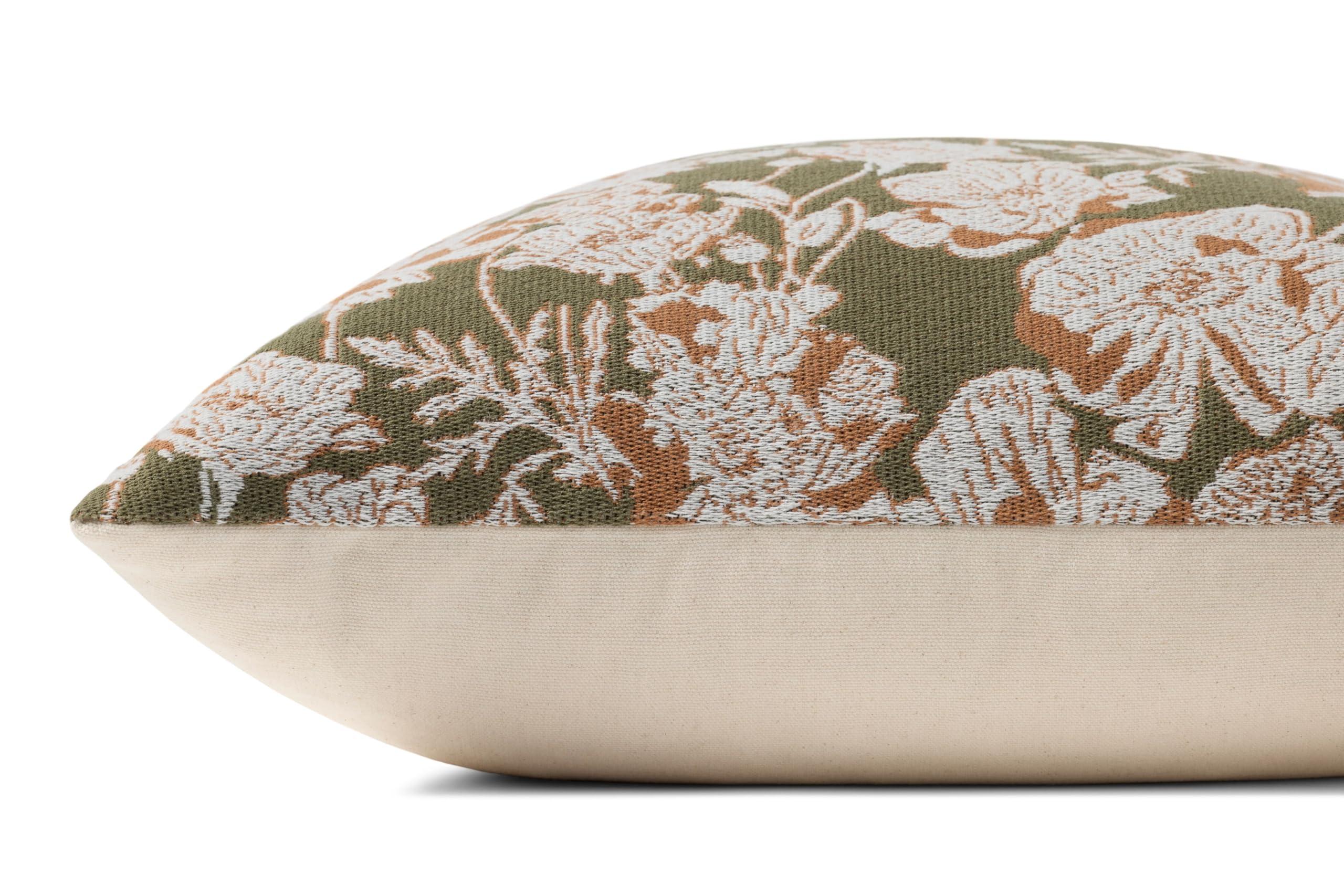 Loloi Loloi Matilda Pillow, 18\'\' x 18\'\' Cover Only, Olive/Orange