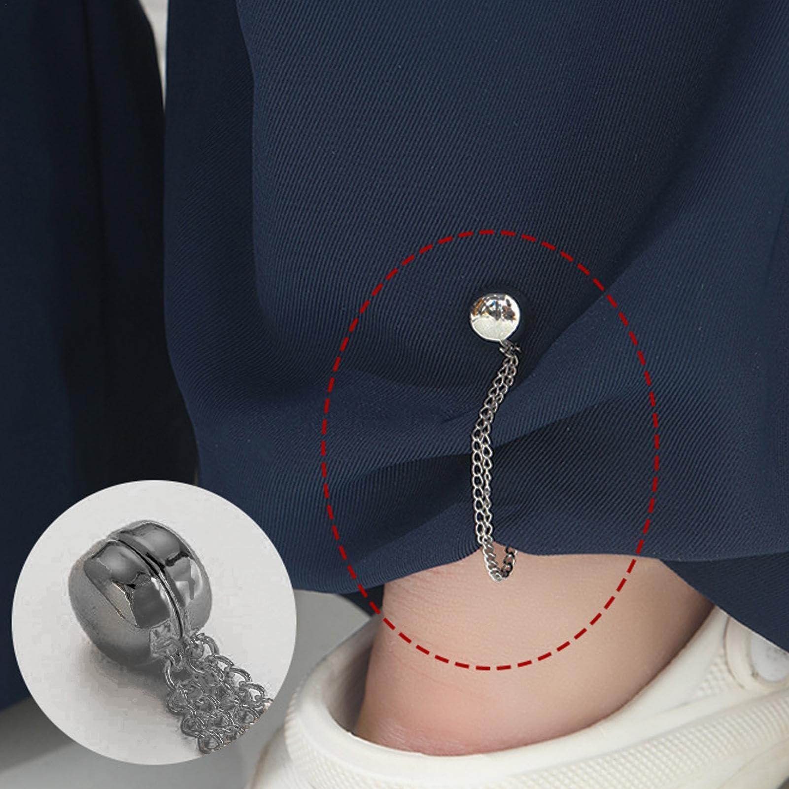 glylo Multi-Function Magnetic Clothing Clips, 4 Pack Hijab Magnets with Chain, Clothing Cinch Clips, T-Shirt Clips, Magnetic Shirt Accessories, for Cardigans, Skirts and Dresses