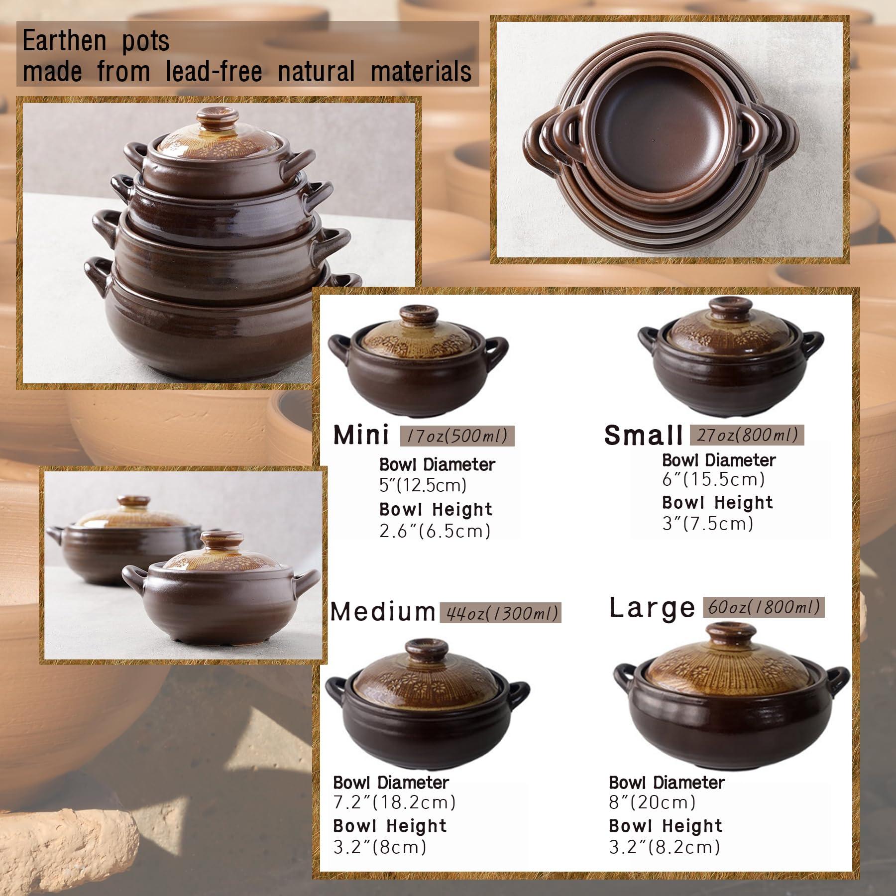 BALWOO BALWOO Korean Pot [Buncheong] MUD GLAZE Earthenware Ttukbaegi, Natural Ceramic Clay Cooking Pot Casserole, Heat Resistant Earthen Pot, Stone Bowl Stockpot Soup Crock, Pottery Bowl (Medium)