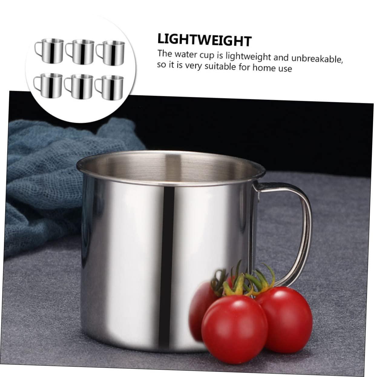 Cabilock 6pcs Children\'s Stainless Steel Water Cup Camping Mugs Kids Drinking Cups Mug with Handle Decorative Mug Cups for Coffee Stainless Steel Cup Coffee Mugs with Handles Latte Cup