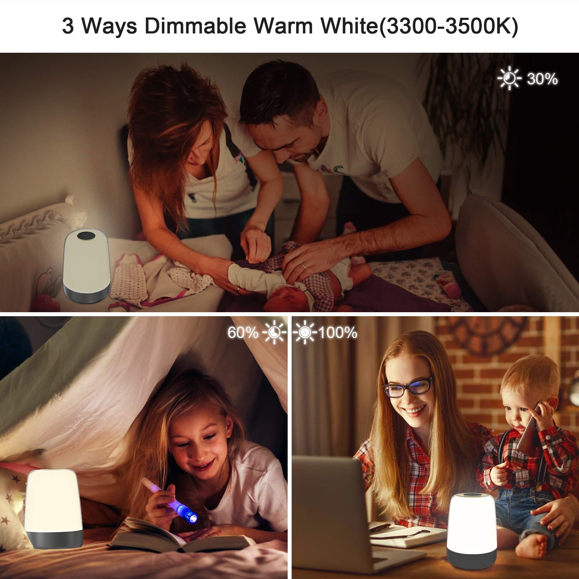winshine winshine Touch Wake Up Night Light with Sunrise Simulation Alarm Clock, 3 Ways Dimmable Warm White Bedside Lamp for Kid Bedrooms RGB Ambient Table Nightstand Light,Sleep Aid Snooze Timer Mode