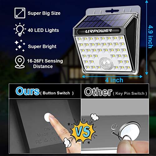URPOWER URPOWER Solar Lights Outdoor, 40 LED Motion Sensor Security Lights Solar Flood Lights Waterproof Solar Powered Outdoor Lights for Backyard, Fence, Deck, Patio, Garage (4 Pack)