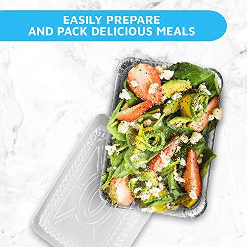 MontoPack MontoPack Disposable Takeout Pans with Clear Lids | 2lb Capacity Aluminum Foil Food Containers with Strong Seal for Freshness & Spill Resistance | Eco-Friendly & Recyclable | 50-Pack 8x5.5” Drip Pans