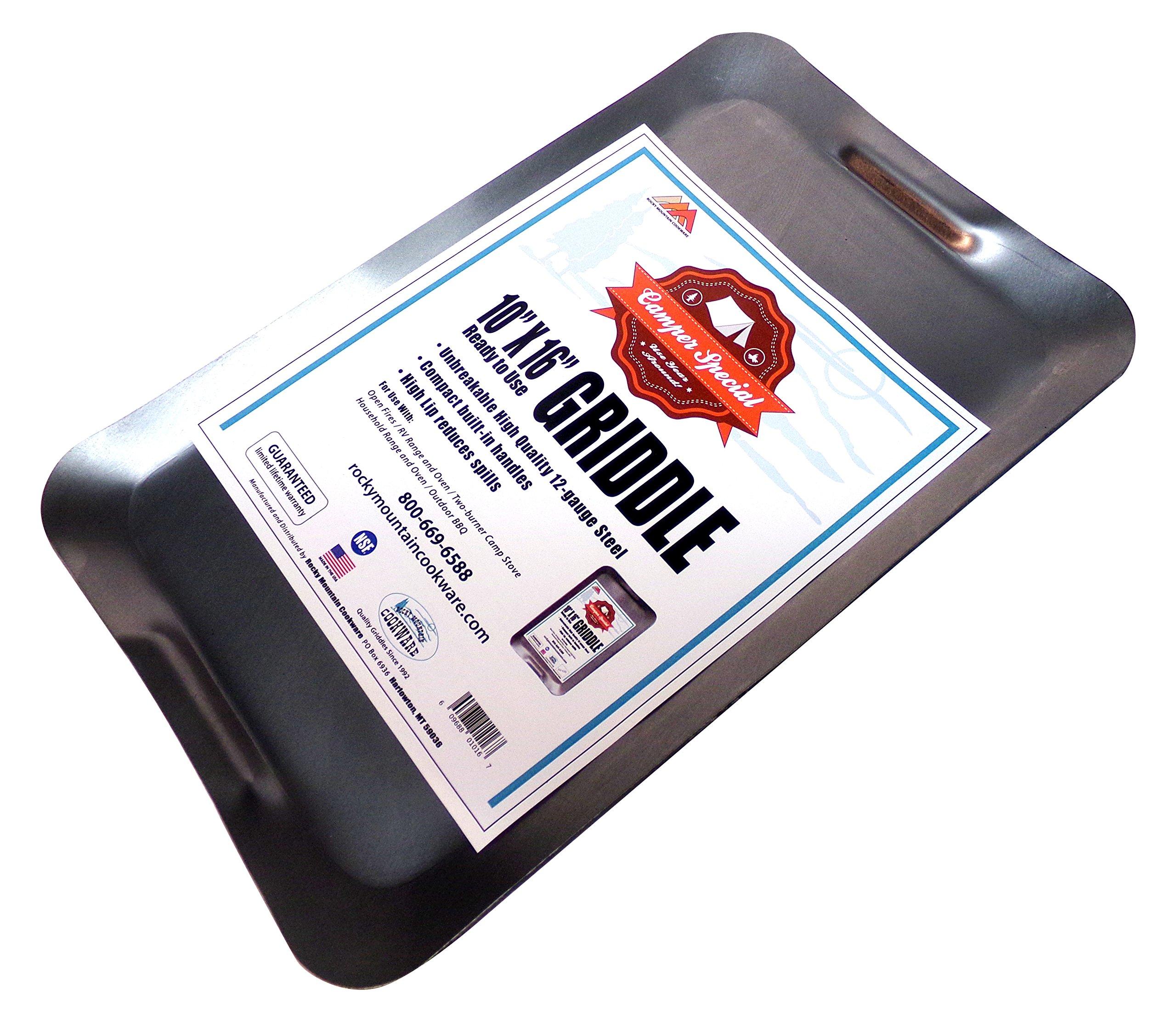 Rocky Mountain Rocky Mountain Cookware Master Chef 12 Gauge Steel Camping Griddle, 10" x 16", Metal