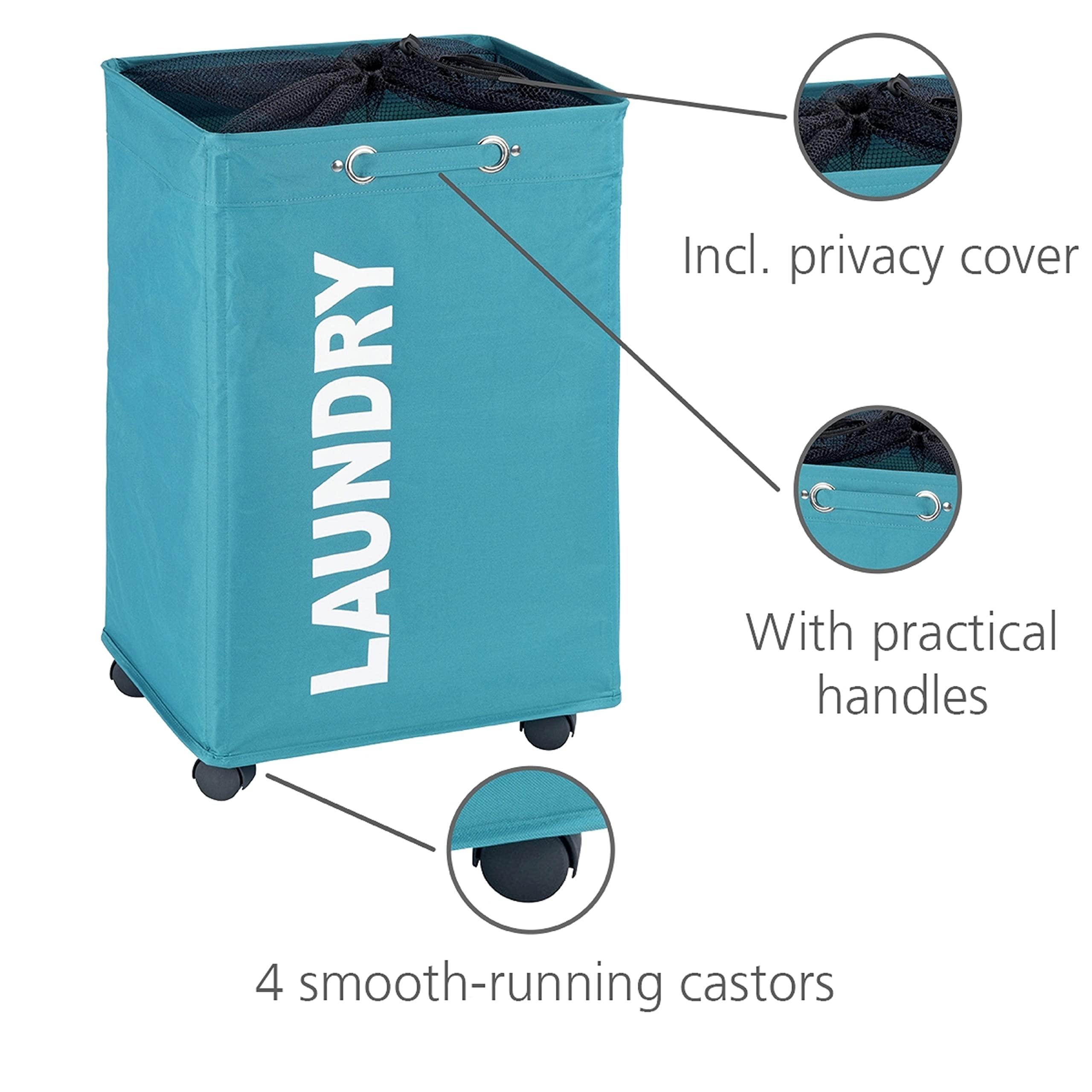 WENKO Laundry Basket with Wheels, Sorter, With Lid, Storage, Laundry Hamper, Laundry Bin, Slim