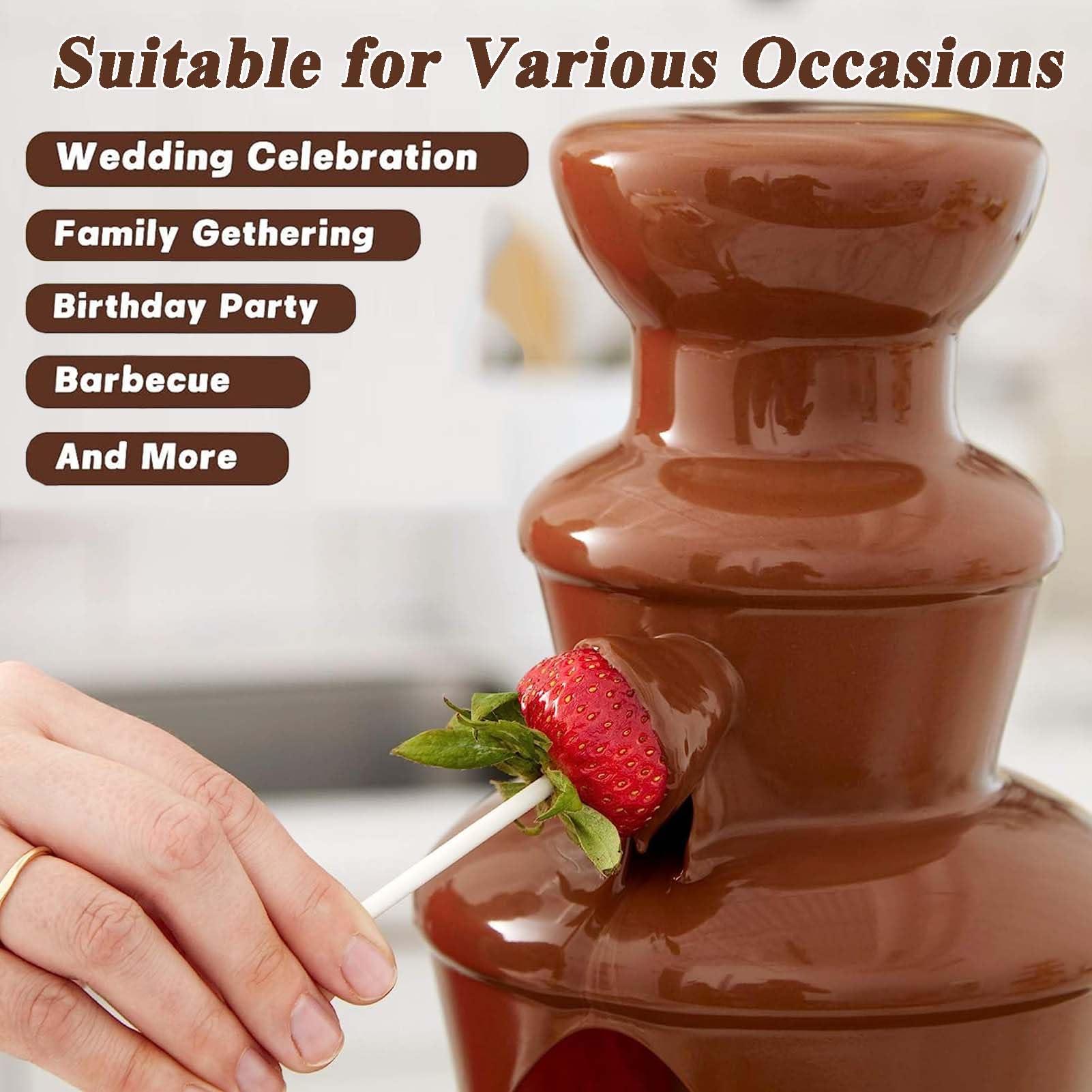 YSUEFIJO YSUEFIJO Mini Chocolate Fondue Fountain, Hot Chocolate Fondue Tower, Stainless Steel Cascading Fondue, Electric Melting Warming Machine, Whisper Quiet Motor, for Birthday Party, Buffet