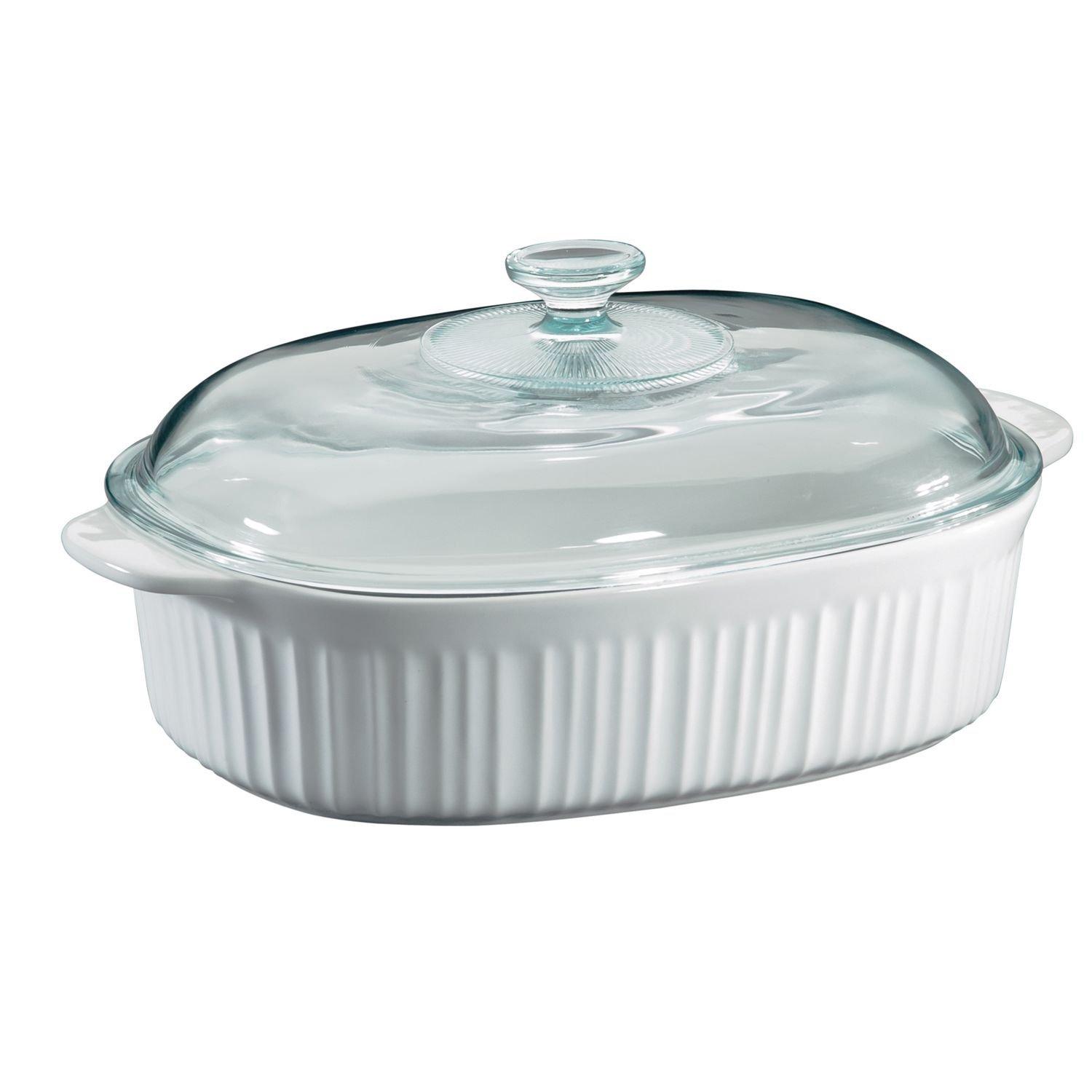 CorningWare CorningWare French White 4 Quart Oval Casserole W/Glass Cover