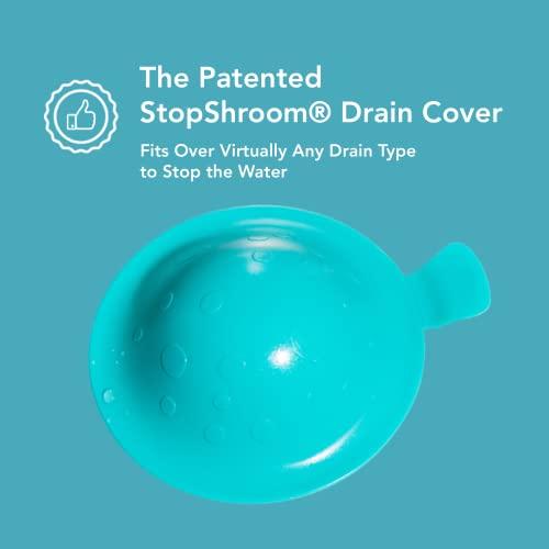 StopShroom StopShroom STBLU232 Universal Stopper Plug Cover for Bathtub, Bathroom and Kitchen Drains, Aqua