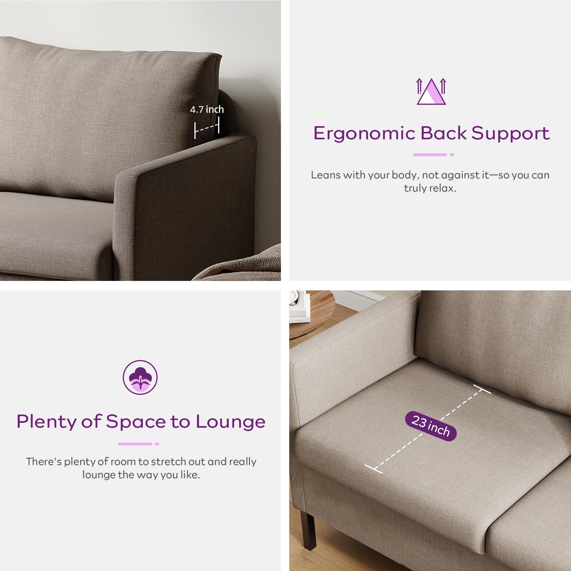 TYBOATLE TYBOATLE Fabric Modern Small Loveseat Sofa Couch for Living Room, 51 Inch Upholstered 2-Seater Love Seats w/Iron Legs for Compact Small Space, Apartment, Bedroom, Dorm, Office (Beige)