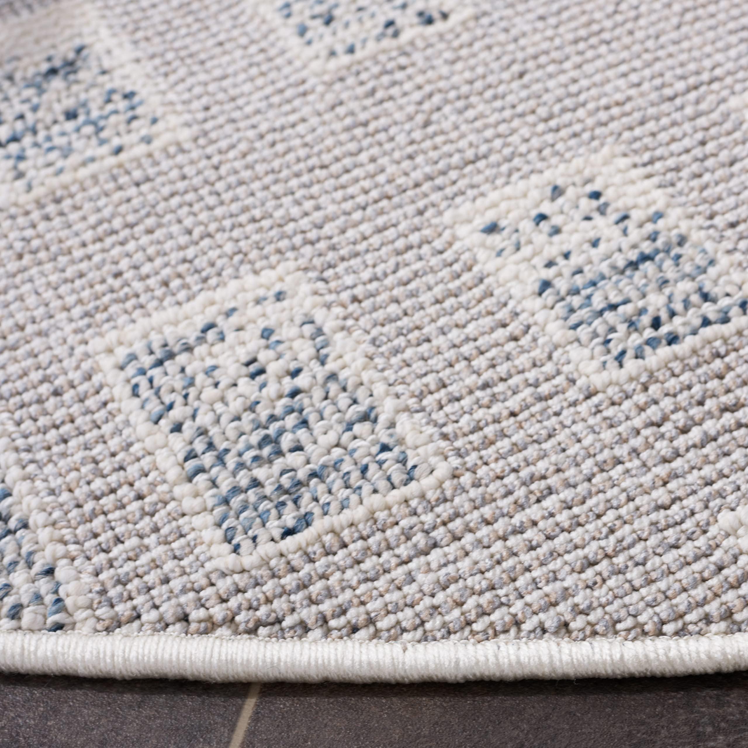 Safavieh SAFAVIEH Trends Collection Area Rug - 6'7" Round, Grey & Ivory, Modern Textured Design, Non-Shedding & Easy Care, Ideal for High Traffic Areas in Living Room, Bedroom (TRD122F)