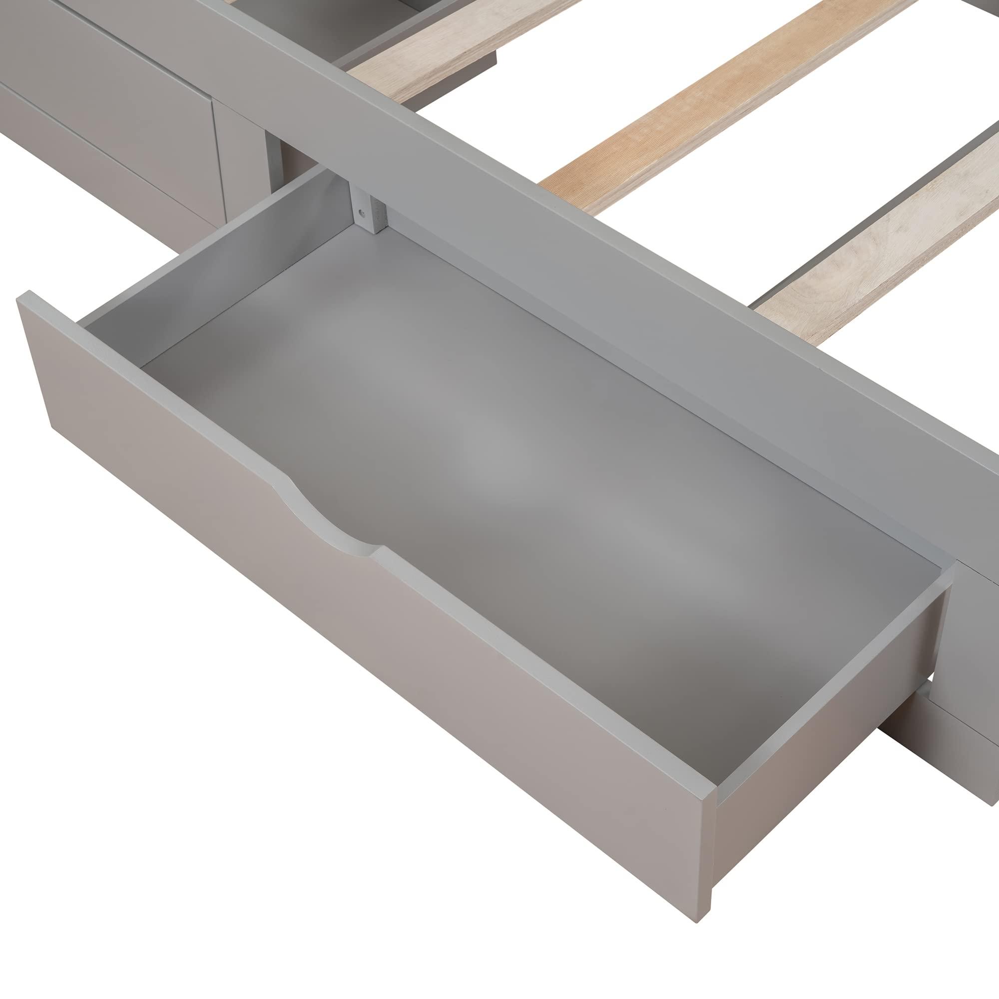 Harper & Bright Designs Harper & Bright Designs Twin Daybed with Trundle Bed, Extendable Daybed Twin to King with Two Storage Drawers,Wooden Sofa Bed Frame for Living Room,Bedroom,Guest Room,Grey