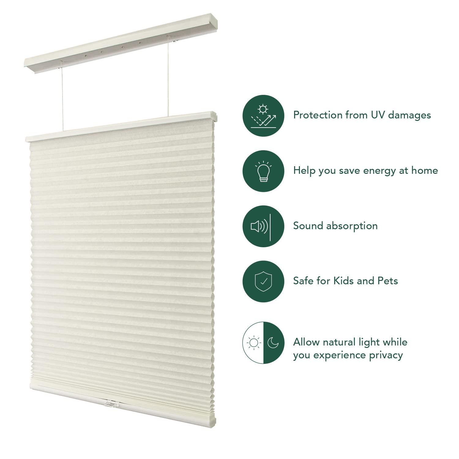 CHICOLOGY CHICOLOGY Cellular Shades, Top Down Bottom Up Shades, Custom Blinds for Windows, Window Shades for Home, Door Blinds, Window Coverings, Cellular Blinds, Buttercream (Light Filtering), 27.25"W x 48"H