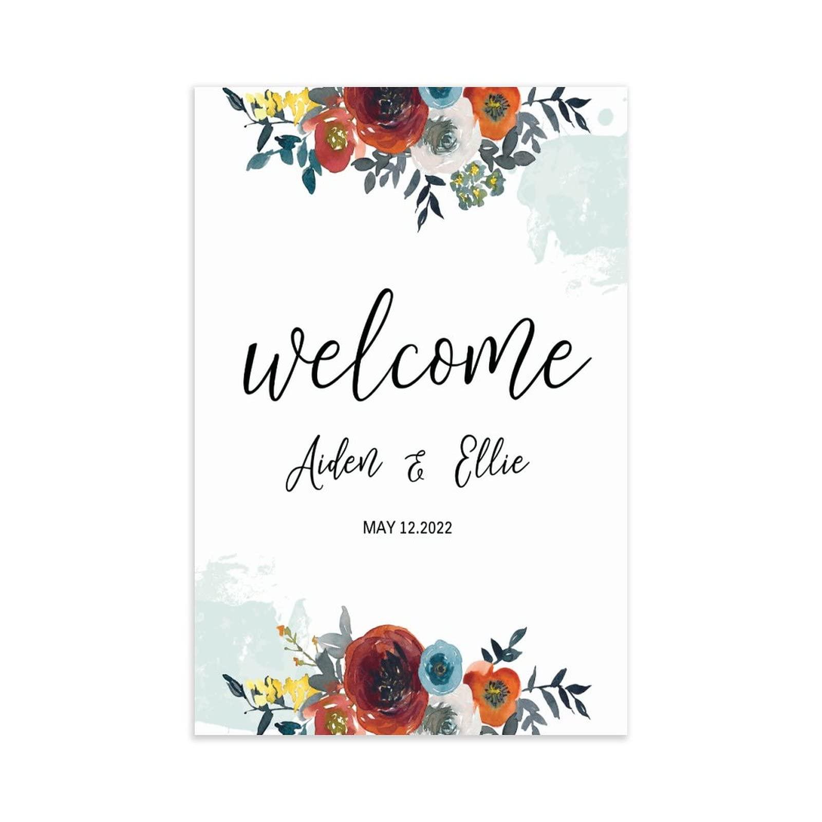 Wodevor Personalised Wedding Welcome Sign Wooden Welcome Sign Custom Wooden Wedding Welcome Sign Custom Welcome to The Wedding of Personalized Entrance Sign for Wedding Guests 30X20 Inch
