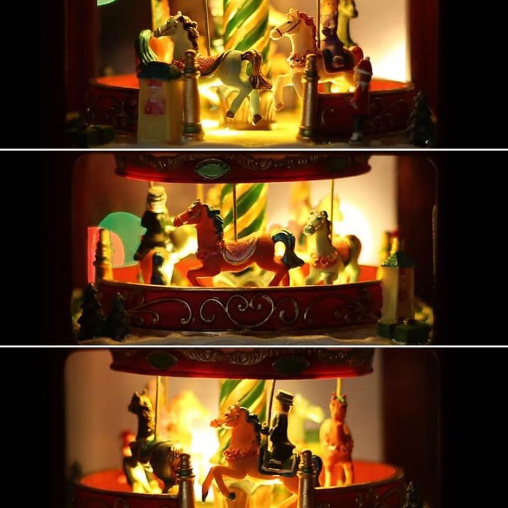 LZJN LZJN Desktop Music Box Wooden Music Box Square Carousel Music Boxes Graduation Commemorative Birthday Valentine's Day Perfect Home Decor