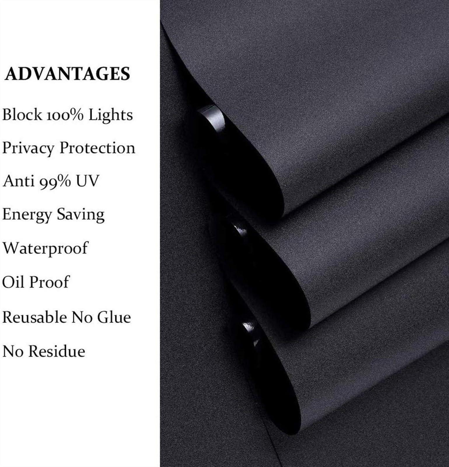 CLoxks Window Films Removable 100% Light Blocking Static Total Blackout Window Film Privacy Room Darkening Window Tint Black Window Sticker Window Privacy (Color : 60x100cm)