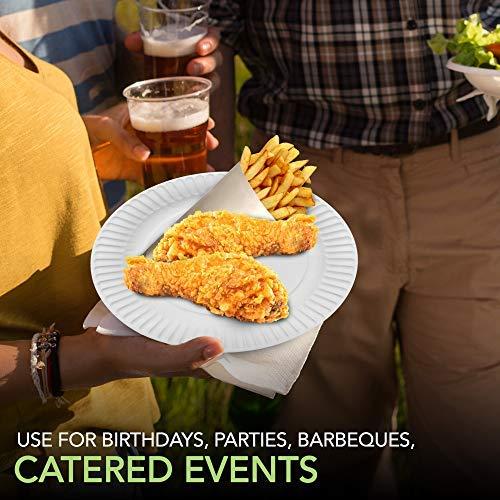 Stock Your Home Stock Your Home 9-Inch Paper Plates Uncoated, Everyday Disposable Plates 9\" Paper Plate Bulk, White, 300 Count