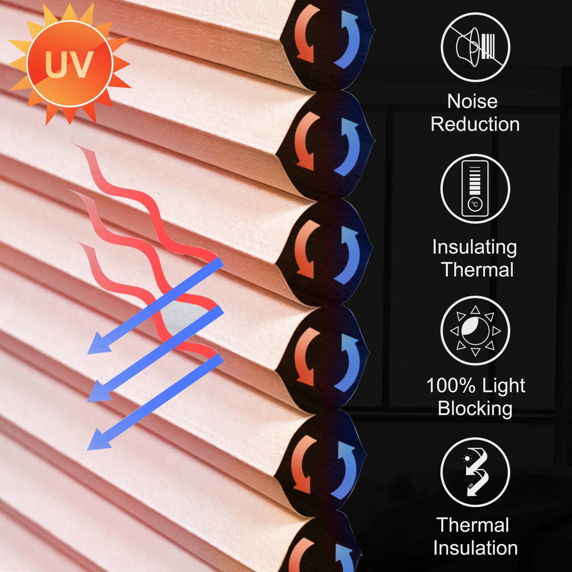 Sulugood Sulugood Top Down Bottom Up Cellular Shades Honeycomb Blinds Easy Install Blackout Cellular Blinds for Window.Beige.47 W x 56" H