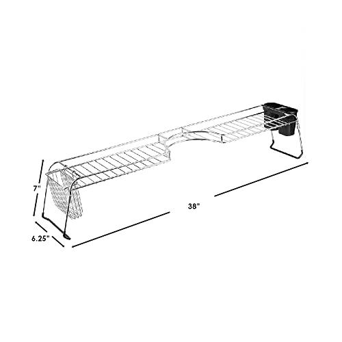 Home Basics Home Basics Over Sink Shelf, (Chrome) Steel Over The Kitchen Sink Organizer for Soap, Sponges, Scrubbers, and More | with Cutlery Holder