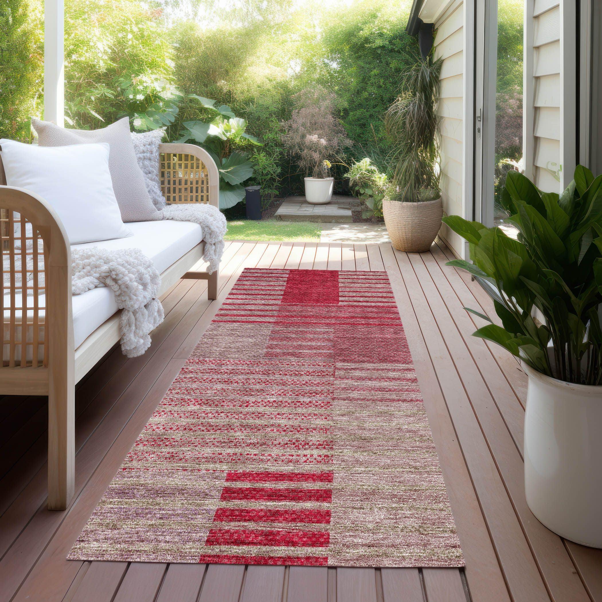 Addison Rugs Addison Rugs Chantille ACN954 Garnet 2'3" x 7'6" Indoor Outdoor Runner Rug, Machine Washable, Stain Resistant, Easy Clean, Non Shedding, Hallway, Laundry, Patio, Kitchen Rug