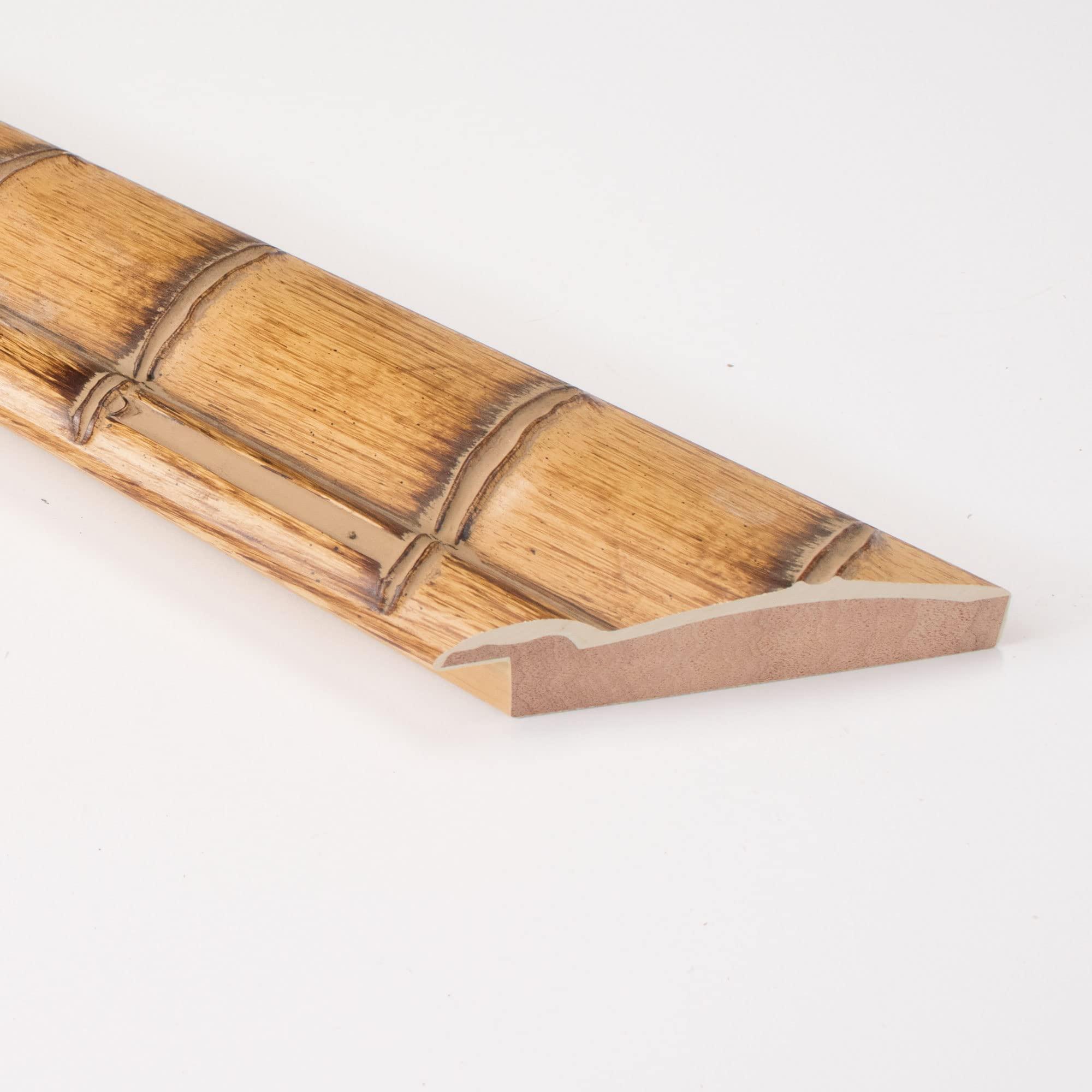 CustomPictureFrames.com 18x36 Frame Bamboo Natural Wood Beige Solid Wood Picture Frame | 3 Inch Moulding Width | Picture Frame Complete with UV Acrylic Plexiglass, Foam Board Backing & Hanging Hardware