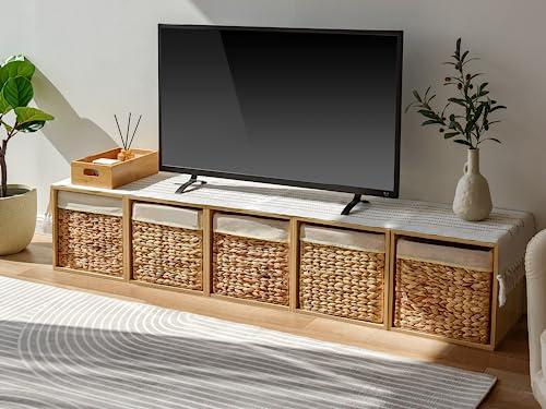 StorageWorks StorageWorks Wicker Baskets for Storage with Liners, Water Hyacinth Storage Baskets for Organizing, Handwoven Wicker Storage Cubes, Large, 2 Pack