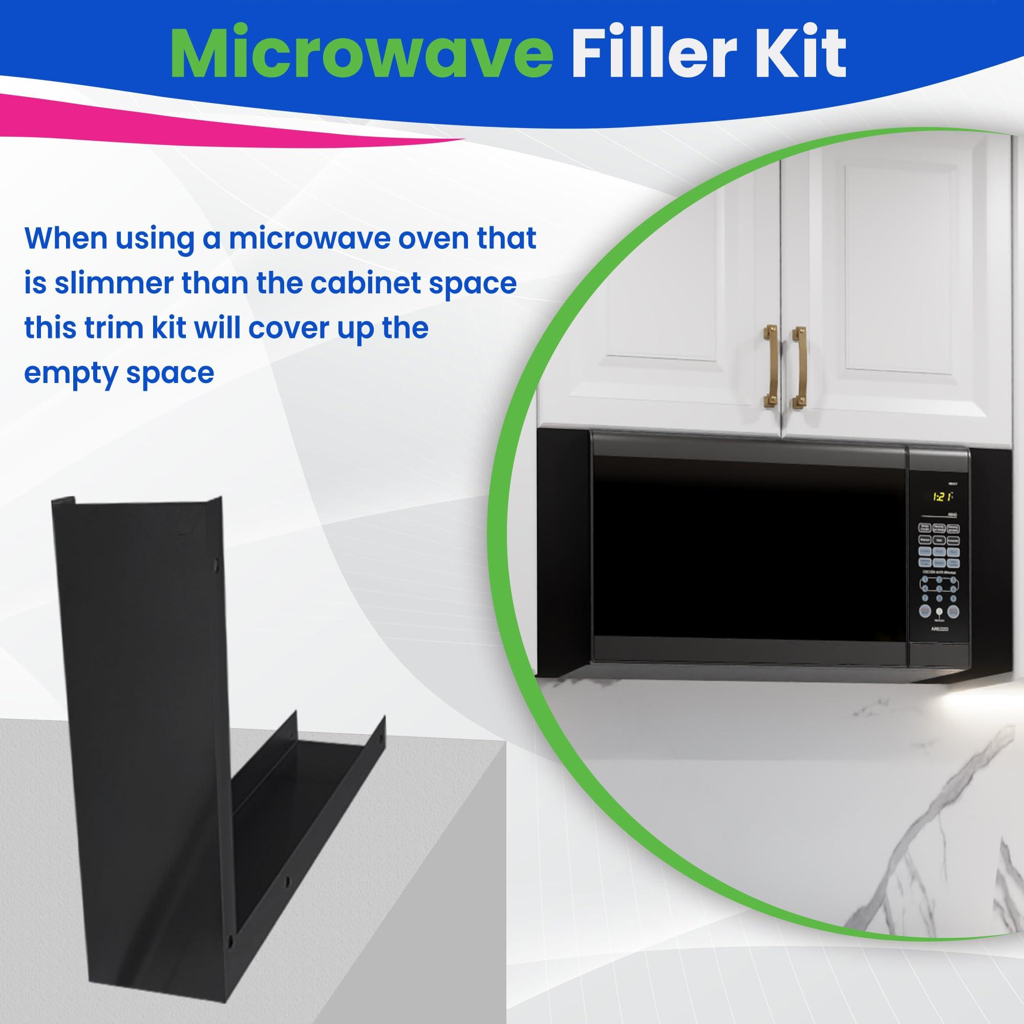 Bagean Microwave Filler Kit 2.95W Black Microwave Trim Kit Replaces Whirlpool W10164739 - Universal Microwave Trim Kit Fits Most Brands - Fills Over The Range Oven Cabinet Gap - 10.75D x 17.25H