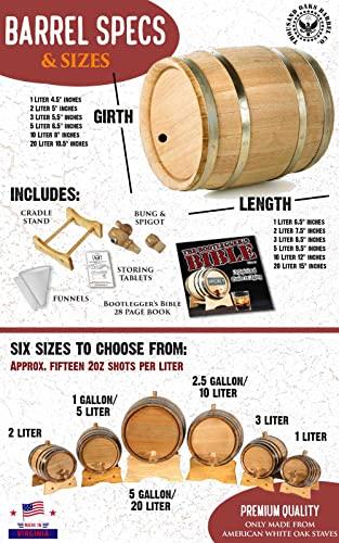 ReCoop ® Barrels 10 Liter American Oak Whiskey Aging Barrel (2.5 gallon) with Stand, Bung, and Spigot | Age Cocktails, Bourbon, Tequila, Beer, Wine and More! | Laser Engraved RUM Barrel B523 Design