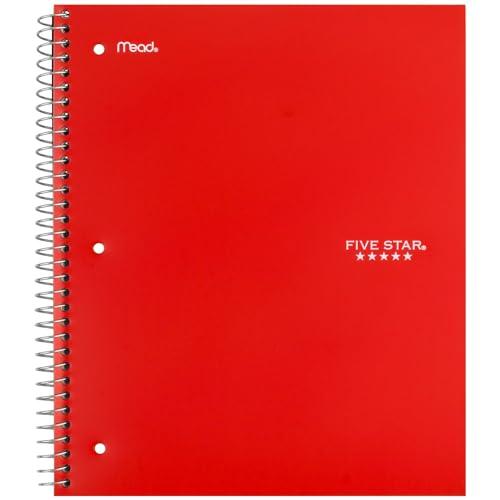 Five Star Five Star Spiral Notebooks + Study App, 6 Pack, 1 Subject, Wide Ruled Paper, Fights Ink Bleed, Water Resistant Cover, 8-1/2\" x 10\", 100 Sheets, Black, Red, Yellow, Purple, Green, Blue (38042)