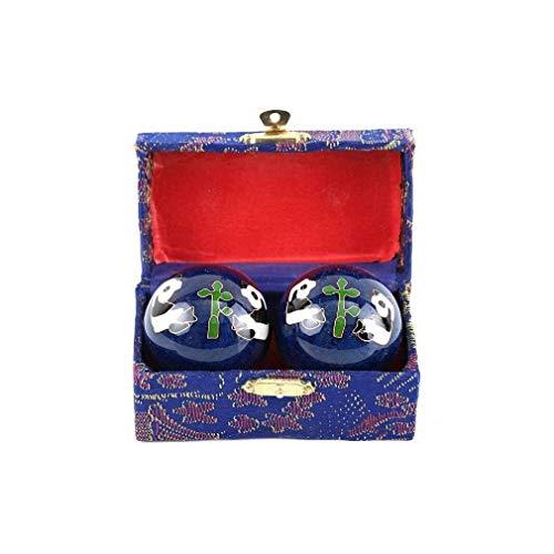 lachineuse lachineuse - Panda Qi Gong Ball Set - Enamel Chinese Stress Balls 45 mm - Health Balls - Zen Relaxation Gift Box - Asian Japan China Feng Shui Object - Blue