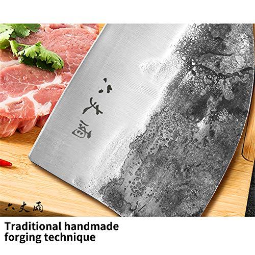 LIUZHANGYU Professional Chinese Traditional Forged Butcher Knife Chef Knife Kitchen Knife Sharp Blade Cleaver Slicer Full Tang Slaughtering Knife Chef's Meat Cleaver High Manganese Steel Hardness Forged Manual K