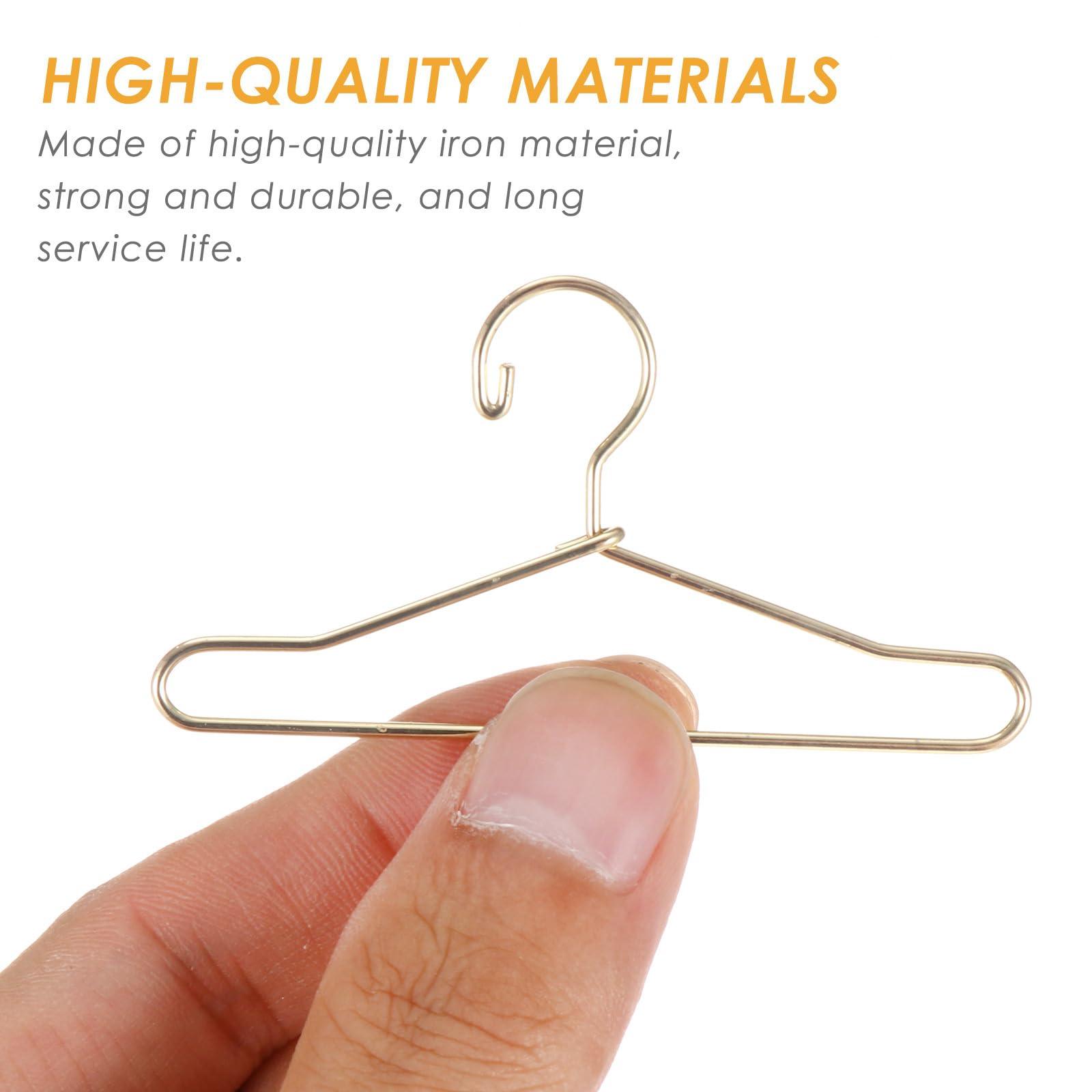 EXCEART 20 Pcs Doll Clothes Hanger Metal Doll Outfit Hanger Wardrobe Doll Clothes Accessories Wire Hangers,Clothes Hanger,Coat Hanger,Metal Hangers for Doll Clothes Gown Dress Outfit 65mm Golden