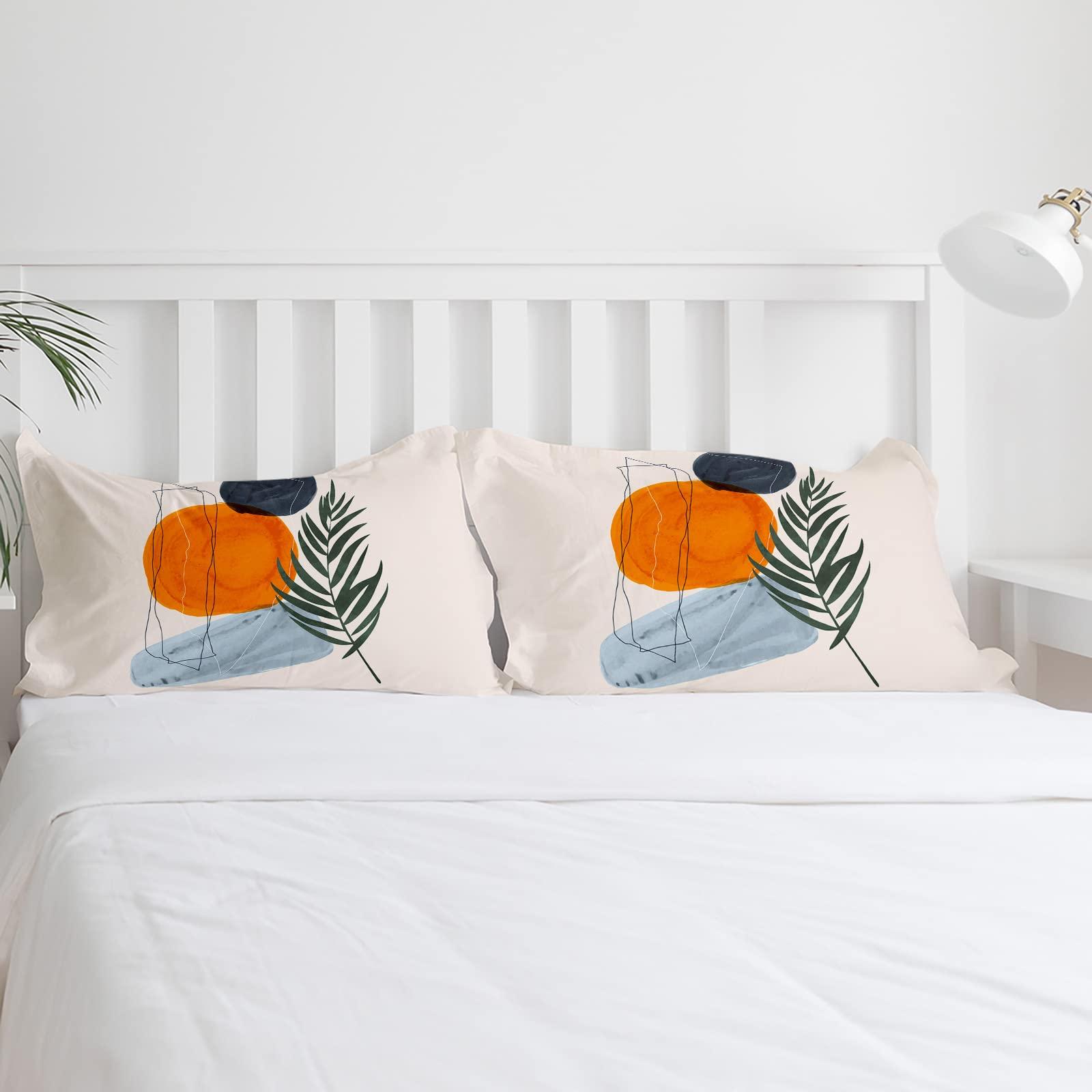 Debedcor Cal. King Comforter Covers Sets Boho Middle Century 4 Piece Duvet Cover Set Lightweight Microfiber Soft Bedding Set for Adult Teen, Modern Abstract Art Geometric