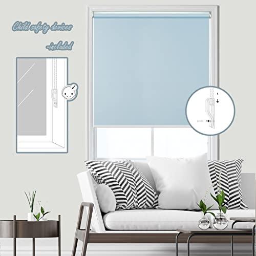 fhsblinds FHSBLINDS Blinds for Windows Roller Window Shades-Blackout Waterproof Room Darkening Custom Cut to Size Window Blinds & Shades for Home Kitchen Bedroom Office (Blue 100% Blackout, 22" W x 80" H)