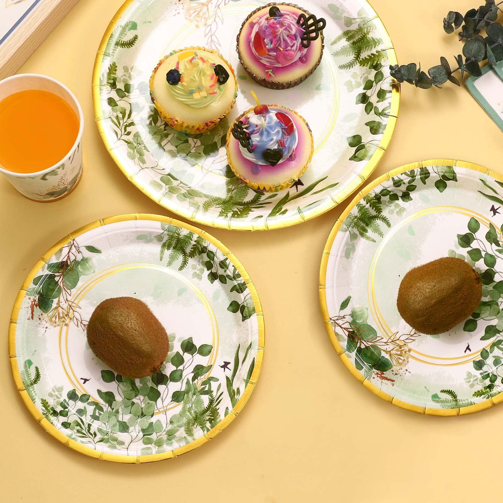 Gudvilla Gudvilla Sage Green Party Decorations, Sage Green Plates, Baby Shower Plates and Cups and Napkins Sets 200 Pcs, Eucalyptus Bridal Shower Plates for Sage Green Birthday Wedding Baptism, Serves 50