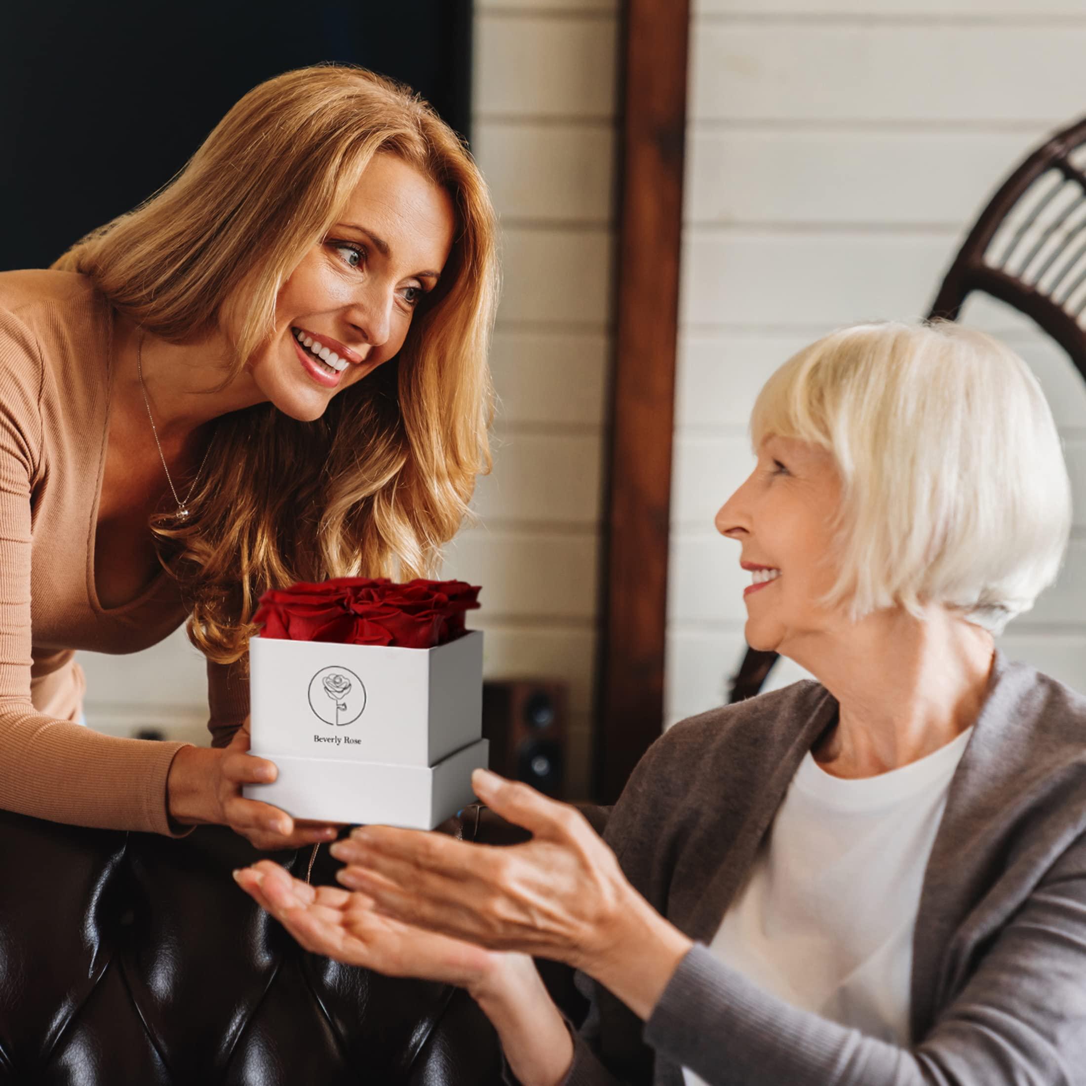 Beverly Rose Forever Roses That Last A Year, Preserved Roses For Delivery Prime, Eternity Roses In A Box, Real Flowers In A box, Flowers For Delivery Prime Birthday, Valentines Day, Anniversary, 4 Pcs Red